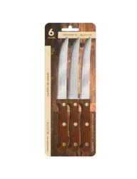 Set de 6 cuchillos para asado 1.2MM MANGO MADERA