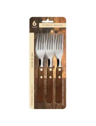 Set de 6 piezas de tenedores 1.5MM MANGO MADERA
