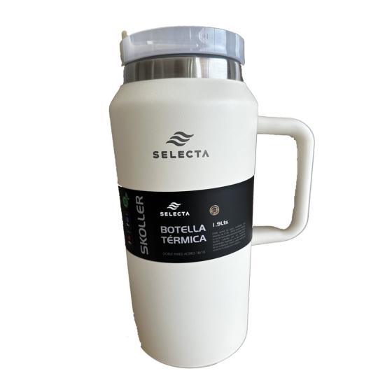 Botella termica 1.9L ACERO TAPA PLASTICO BLANCO
