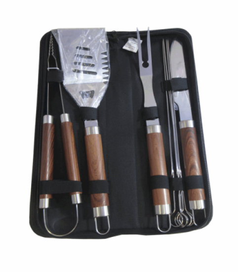 SET DE UTENSILIOS PARA PARRILLA DE 9 PIEZAS DE 40 CM C/U