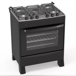 COCINA A GAS TOKYO BRAVO PLUS 5H  C/ENC. NEGRA MESA INOX COMANDO SUPERIOR