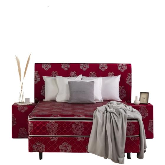 SOMMIER NOGAL RELAX 140X190 COLOR BORDO JUEGO COMPLETO