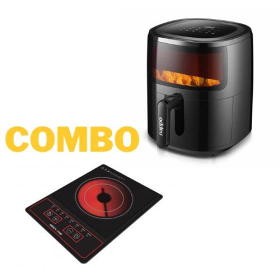 COMBO Freidora de aire Nappo 5,7 L NEF-129 +  Cocina Placa Infrarrojo Megastar ER68