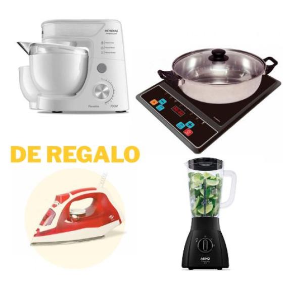 COMBO Batidora Mondial Planetaria 700W BP-01-W + Placa Infrarroja Tokyo + Olla Multifunción 2000W con Timer + Licuadora Arno Easymix LN27 500W — REGALO: Plancha a Vapor Tokyo Joy 2000W