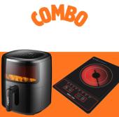 COMBO Freidora de aire Nappo 5,7 L NEF-129 +  Cocina Placa Infrarrojo Megastar ER68