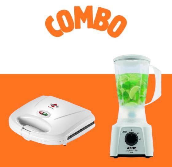COMBO Sandwichera Tokyo MaxCrisp 2 Placas Cuadradas 220V/50Hz + Licuadora Arno LQ12 Power Mix 550W Blanca