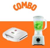 COMBO Sandwichera Tokyo MaxCrisp 2 Placas Cuadradas 220V/50Hz + Licuadora Arno LQ12 Power Mix 550W Blanca