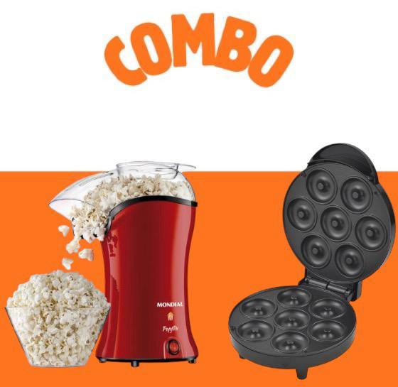 COMBO Fabricadora de Donas NAPPO Negro NEN-159 + Pipoquera Pop Flix Red Mondial PP-03 