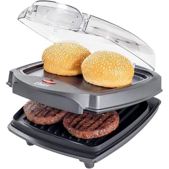 HAMBURGUESERA GRILL OSTER 2 EN 1 C/ PARRILLA / PLANCHA HASTA 4 HAMB