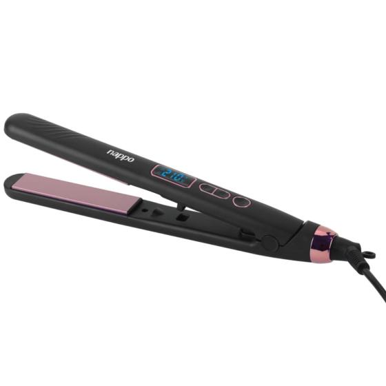PLANCHITA DE PELO NAPPO LISSPRO CON LED Y FUNCIÓN IÓNICA NPP-302 NEGRA