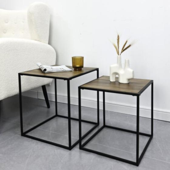 SET 2 MESAS AUX 37X37X40.5/33X33X35.5CM MADERA