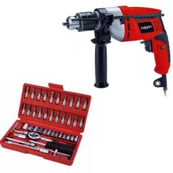 COMBO TALADRO DE IMPACTO NAPPO NHT-005 + JUEGO DE DADOS NAPPO DE 46 PCS NHK-114