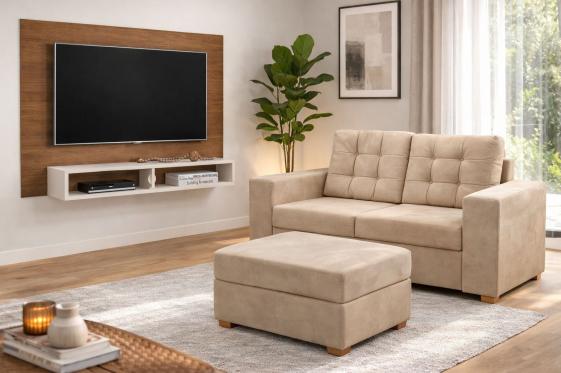 SOFA MAX 2L+ PUFF MOVELMAX BEIGE
