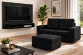 SOFA MAX 2L+ PUFF MOVELMAX NEGRO