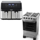 Combo Freidora de aire Nappo Digital Doble Luxury 9L + Cocina Mueller Moderatto 4Hr Titanio