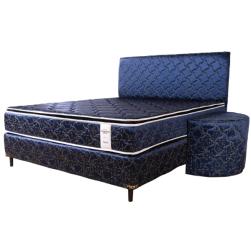 SOMIER COMPLETO CONVENCIONAL 1.60X2.00 AZUL + 2 ALMOHADAS PARANA