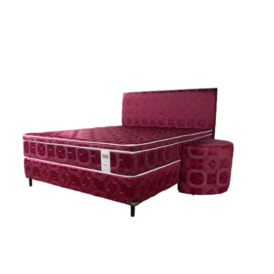 SOMIER COMPLETO CONVENCIONAL 1.60X2.00 BORDO + 2 ALMOHADAS PARANA