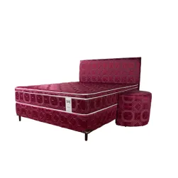 SOMIER COMPLETO CONVENCIONAL 1.60X2.00 BORDO + 2 ALMOHADAS PARANA
