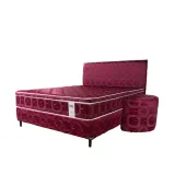 SOMIER COMPLETO CONVENCIONAL 1.60X2.00 BORDO + 2 ALMOHADAS PARANA