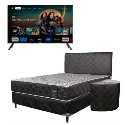 COMBO Sommier completo convencional 1.40X1.90 80K Negro + TV Tokyo Smart 32 google tv frameless