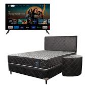 COMBO Sommier completo convencional 1.40X1.90 80K Negro + TV Tokyo Smart 32 google tv frameless