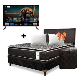 COMBO Sommier completo convencional 1.40X1.90 80K Negro + TV Tokyo Smart 32 google tv frameless