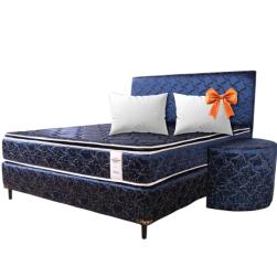 SOMMIER COMPLETO CONVENCIONAL 1.60X2.00 AZUL + 2 ALMOHADAS PARANA