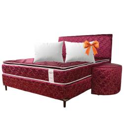 Sommier Parana Convencional Pillow Top 140 X 190 Rojo + 2 ALMOHADAS