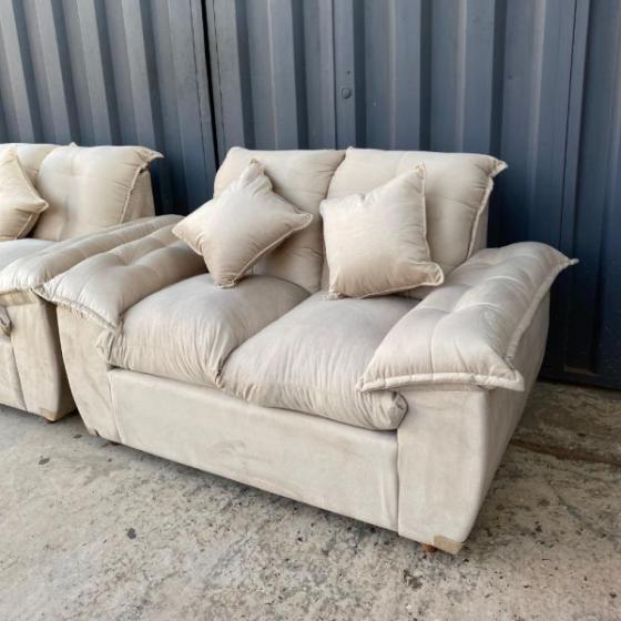 JUEGO DE LIVING NEW ARAMI 3-2 SILICONADO BEIGE MOVELMAX
