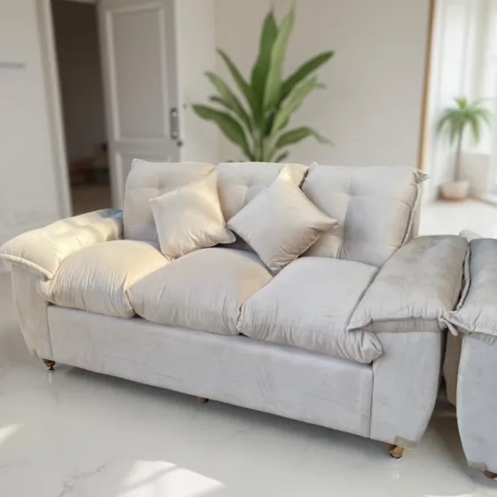JUEGO DE LIVING NEW ARAMI 3-2 SILICONADO BEIGE MOVELMAX