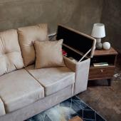 SOFA MOVELMAX VICTORIA 3 + CHAISE BEIGE C/ BAUL + 2 ALMOHADAS