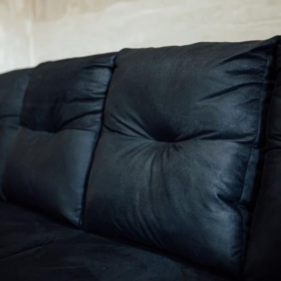 SOFA MOVELMAX VICTORIA 3 + CHAISE NEGRO C/ BAUL + 2 ALMOHADAS