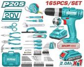 TALADRO PERCUTOR A BATERÍA 20V CON JUEGO DE HERRAMIENTAS (165 PZS) - BAT/CAR - THKTHP11652
