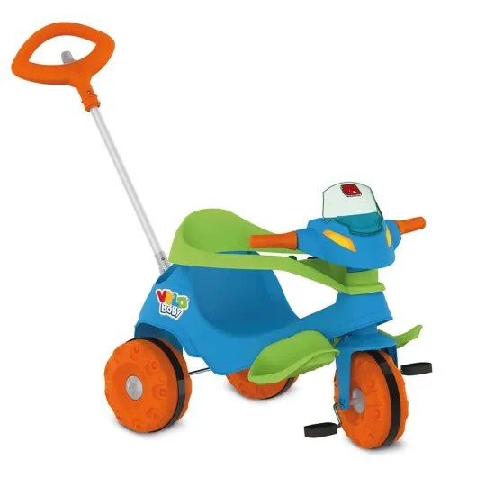 Triciclo A Pedal Y Paseo Velobaby Azul 356