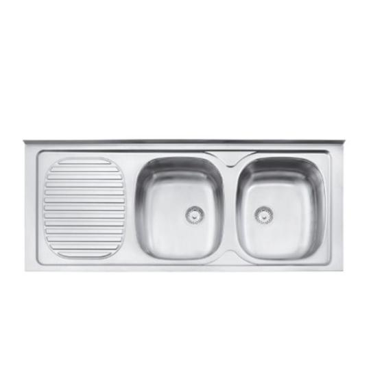 PILETA DOBLE TRAMONTINA 120X50X15 CM 2 BACHAS 34X40 CENTRO RIBON PERFECTA VALVULA 4 1/2 93446/600