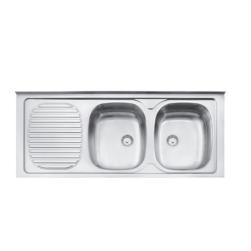 PILETA DOBLE TRAMONTINA 120X50X15 CM 2 BACHAS 34X40 CENTRO RIBON PERFECTA VALVULA 4 1/2 93446/600